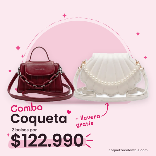Combo Coqueta 2 bolsos: Cartera Amélie Roja + Cartera Luciana Blanco