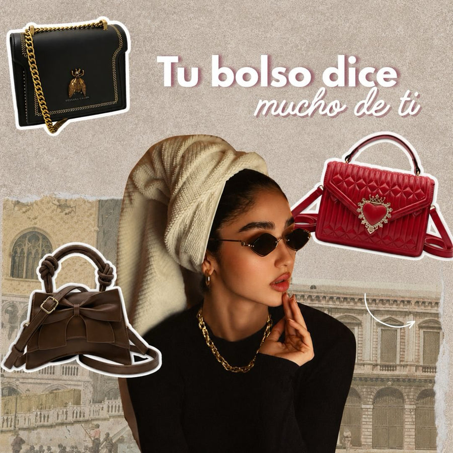 Collage de bolsos con el texto Tu bolso dice mucho de ti